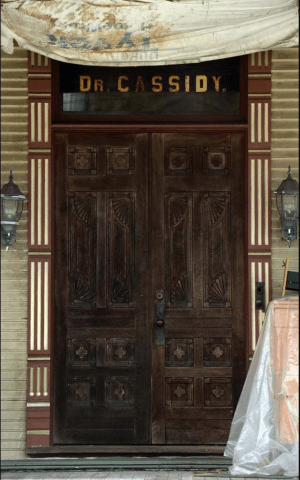 a wooden door