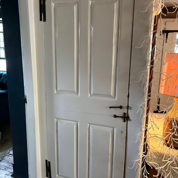 a close up of a door