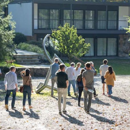 a group of people in a park