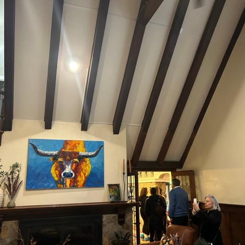 a room filled with furniture and a fire place