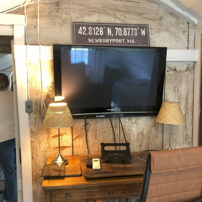 a room with a fireplace