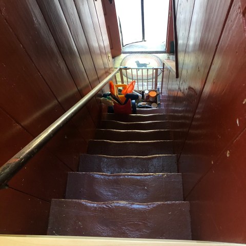 a bench in front of a building